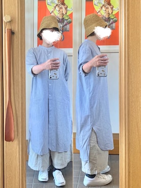 「rps（アールピーエス）のアイテム（シャツワンピース）」を使った、まっきさん（レディース・149cm）の春コーディネート