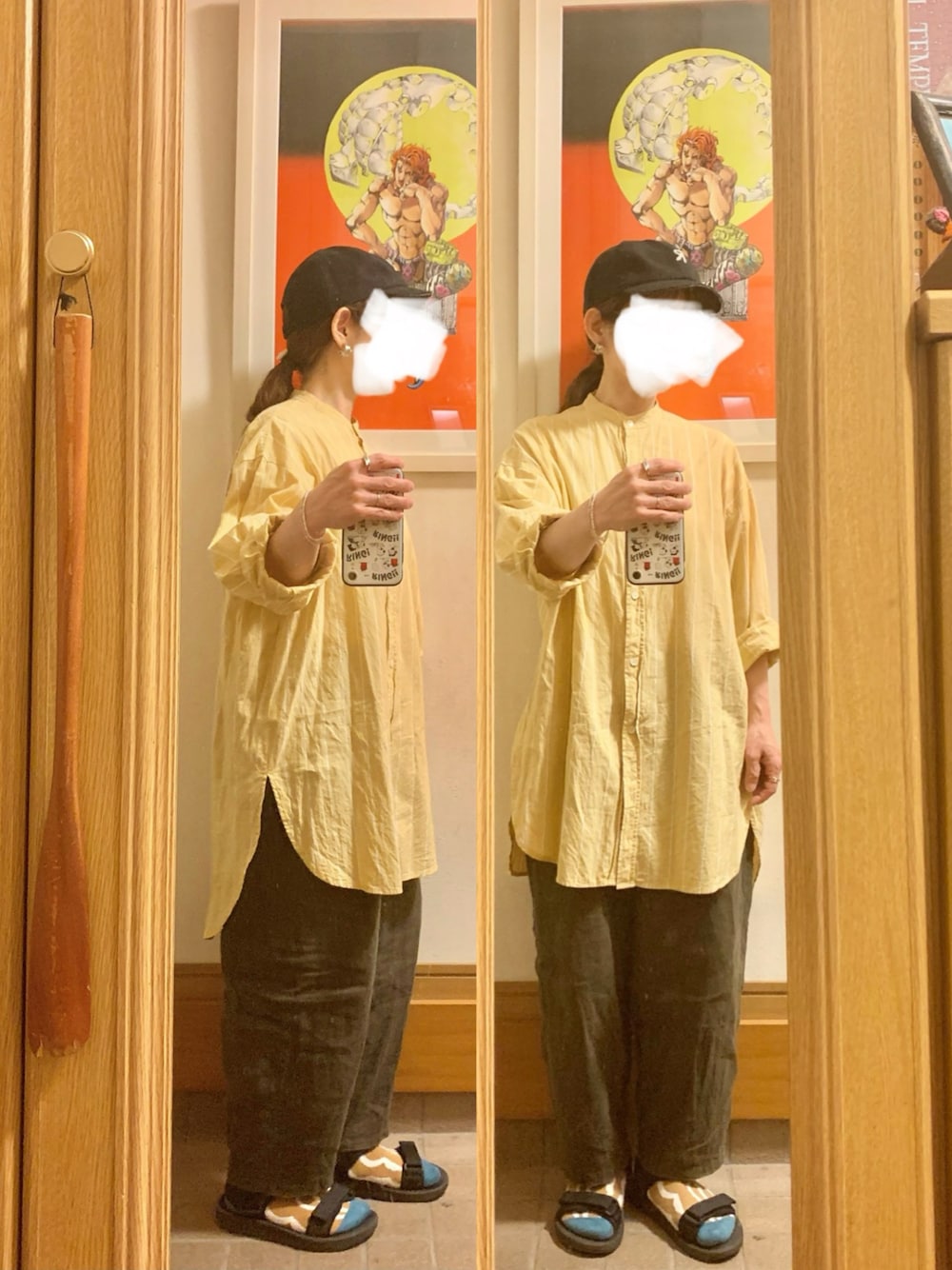 「昨日のコーデ、昨日の服、キャップ、古着コーデ、古着、スポサン、スポサン×靴下」｜「マルシェ購入品のアイテム（キャップ、ブラック系）」を使った、まっきさん（レディース・150cm）の春コーディネートの1枚目の写真