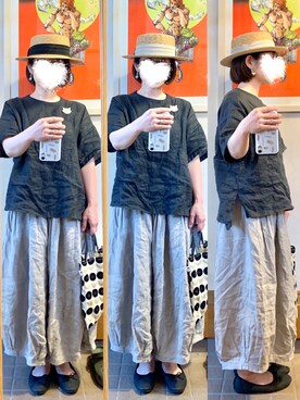 「Samansa Mos2 blue（サマンサモスモスブルー）のアイテム（バレエシューズ）」を使った、まっきさん（レディース・149cm）の夏コーディネート