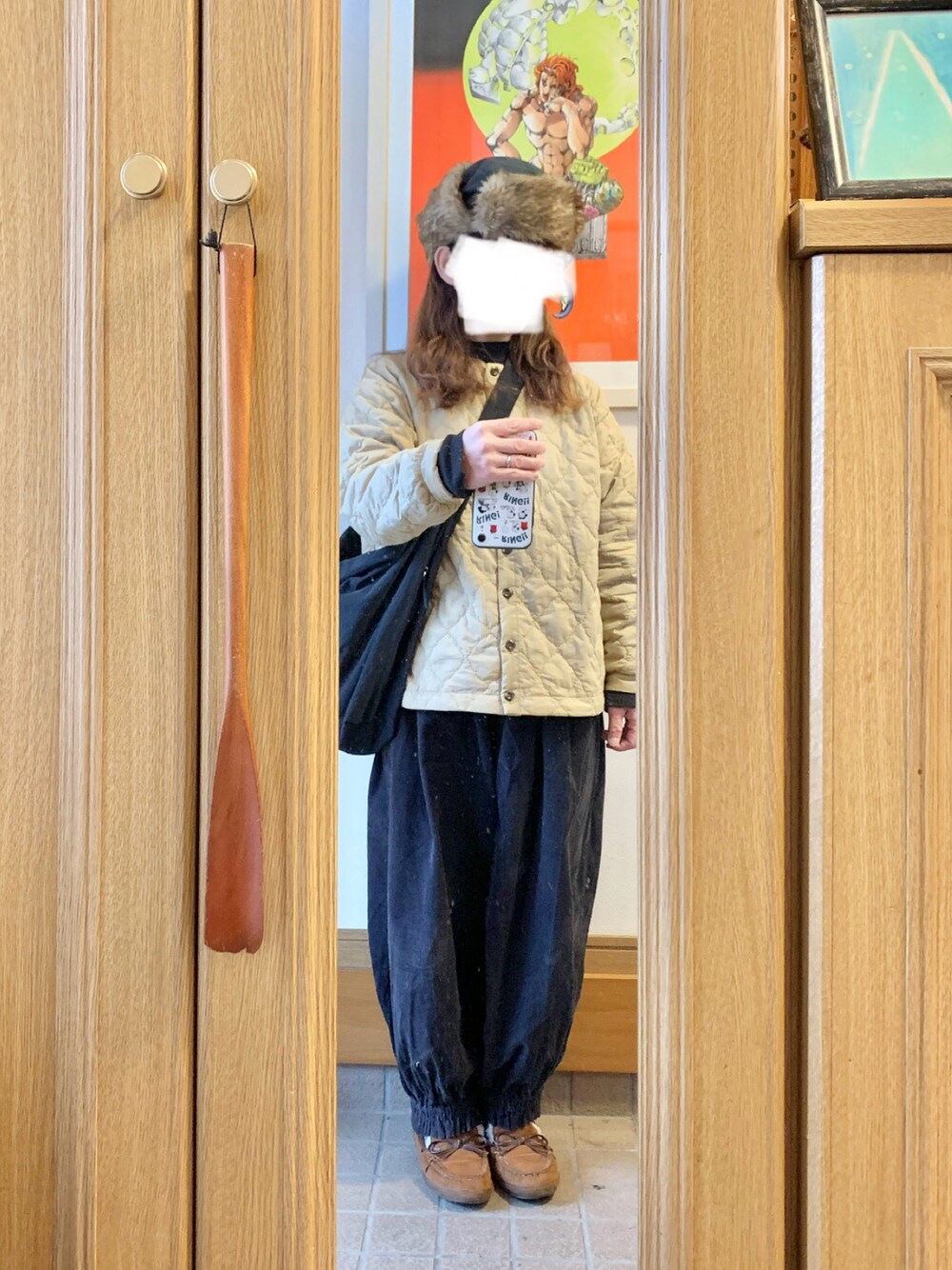 「昨日のコーデ、昨日の服、フライトキャップ、サンバレー、シャンブル」｜「tukuroiのアイテム（ノーカラージャケット、ベージュ系）」を使った、まっきさん（レディース・150cm）の春コーディネートの1枚目の写真