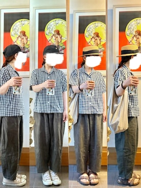「14+（イチヨンプラス）のアイテム（帽子）」を使った、まっきさん（レディース・150cm）の夏コーディネート