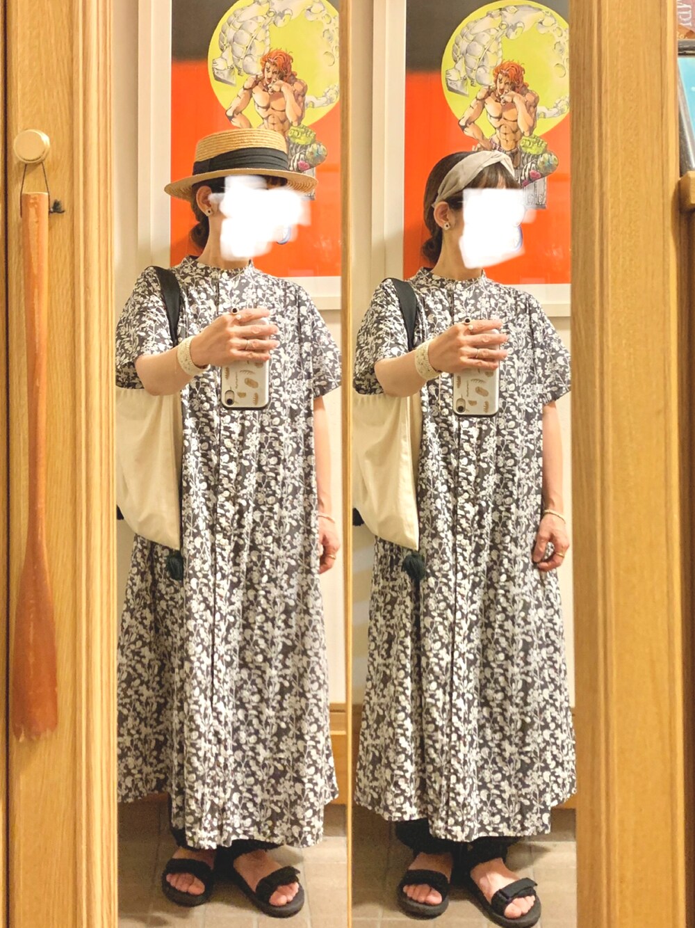 「昨日のコーデ、昨日の服、麦わら帽子、カチューシャ、スポサン」｜「14+のアイテム（ハット、ブラック系）」を使った、まっきさん（レディース・150cm）の夏コーディネートの1枚目の写真