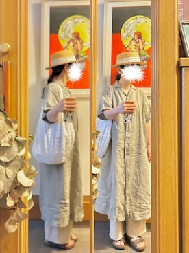 「14+（イチヨンプラス）のアイテム（帽子）」を使った、まっきさん（レディース・150cm）の夏コーディネート