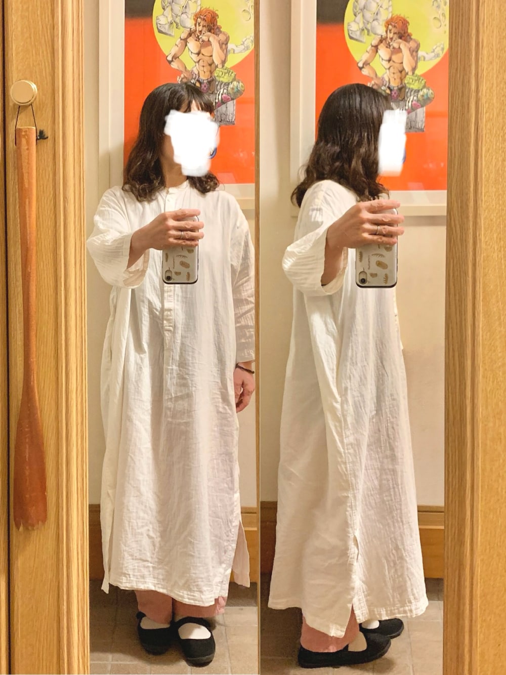 「昨日のコーデ、昨日の服、シンプルコーデ」｜「無印良品のアイテム（ワンピース、ホワイト系）」を使った、まっきさん（レディース・150cm）の秋コーディネートの1枚目の写真
