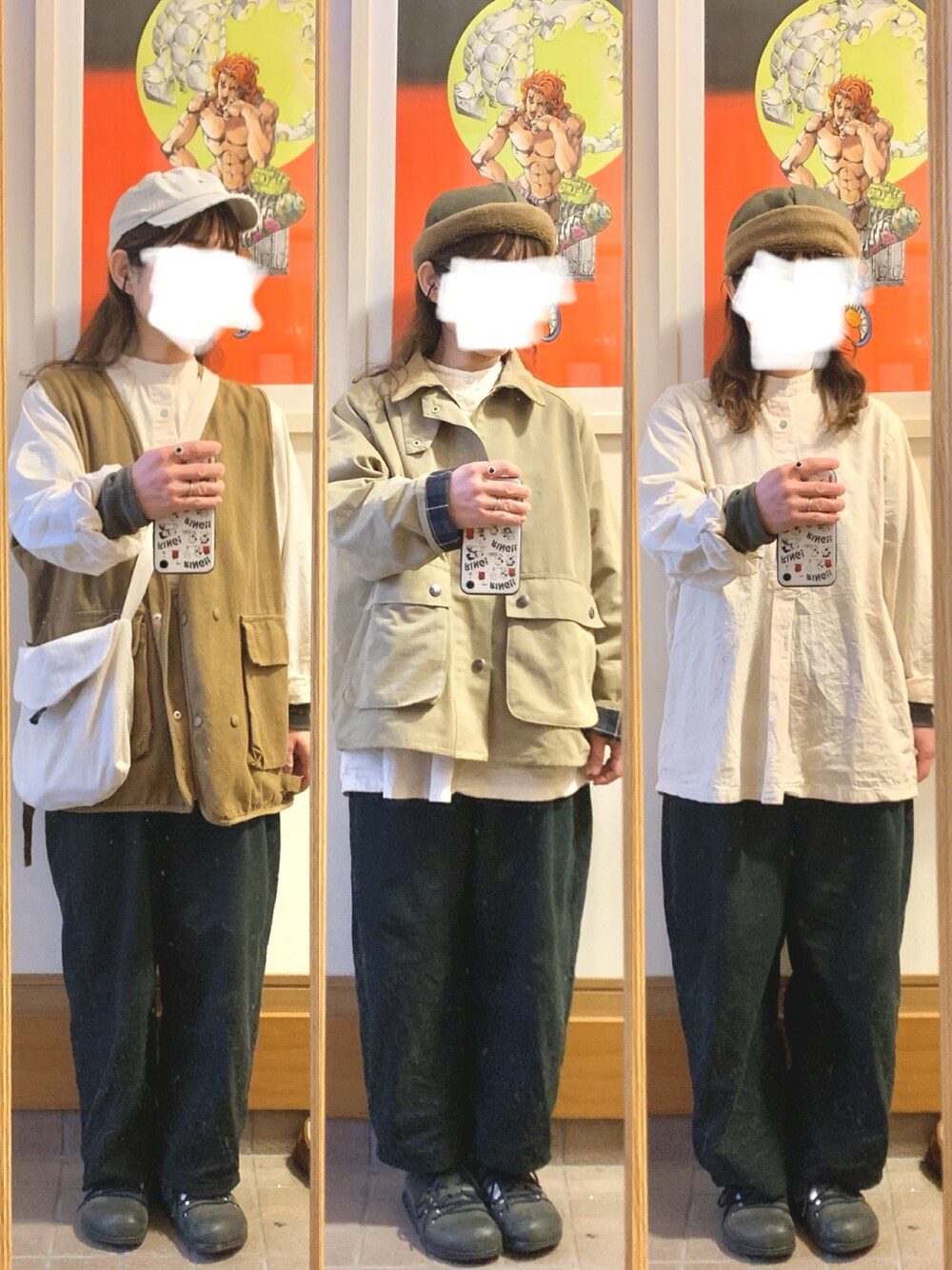 「いつかのコーデ、作家メイド、古着」｜「作家メイドのアイテム（パンツ、ブラック系）」を使った、まっきさん（レディース・150cm）の春コーディネートの1枚目の写真