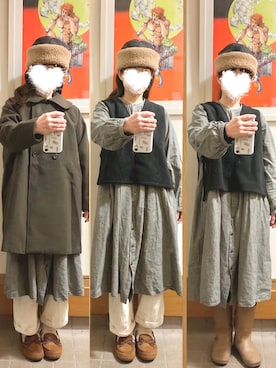 「アイテム（ピーコート）」を使った、まっきさん（レディース・149cm）の冬コーディネート