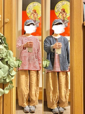 「アイテム（ノーカラージャケット）」を使った、まっきさん（レディース・150cm）の秋コーディネート