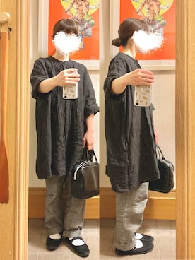 「グレンチェック」｜「アイテム（チュニック）」を使った、まっきさん（レディース・149cm）の秋コーディネート