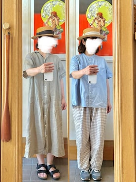 「アイテム（シャツワンピース）」を使った、まっきさん（レディース・150cm）の夏コーディネート