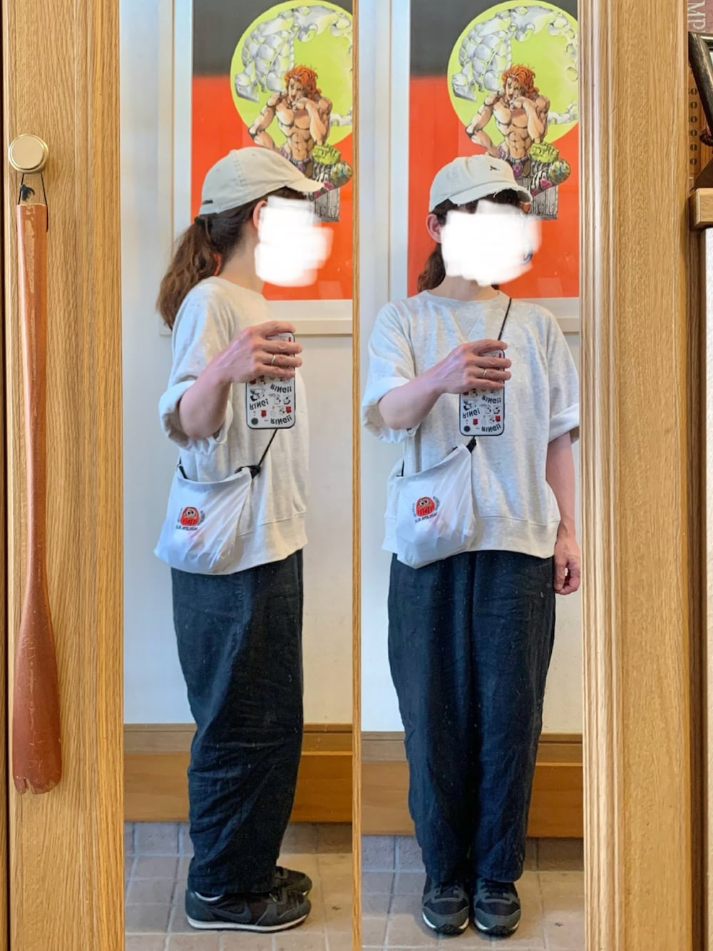 「今日のコーデ、今日の服、キャップ、古着コーデ、シンプルコーデ」｜「マルシェ購入品のアイテム（キャップ、グレー系）」を使った、まっきさん（レディース・150cm）の春コーディネートの1枚目の写真