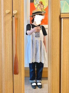 「麦わら帽子」｜「アイテム（チュニック）」を使った、まっきさん（レディース・150cm）の夏コーディネート