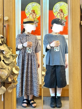 「14+（イチヨンプラス）のアイテム（帽子）」を使った、まっきさん（レディース・150cm）の夏コーディネート