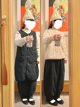 「EDWIN（エドウィン）のアイテム（帽子）」を使った、まっきさん（レディース・150cm）の冬コーディネート