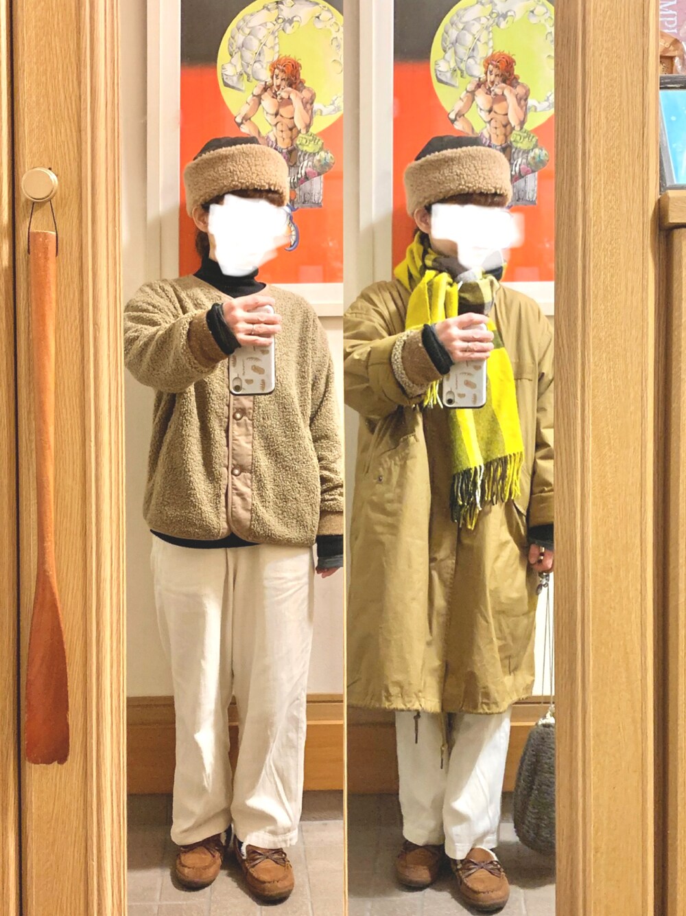 「昨日のコーデ、昨日の服、タートルネック、モッズコート、古着、モカシン」｜「CLOUDNINEのアイテム（ノーカラージャケット、ブラウン系）」を使った、まっきさん（レディース・149cm）の冬コーディネートの1枚目の写真