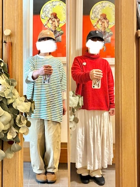 「HARVESTY（ハーベスティ）のアイテム（Tシャツ/カットソー、グリーン系）」を使った、まっきさん（レディース・150cm）の春コーディネート