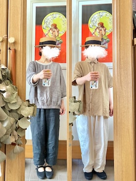 「14+（イチヨンプラス）のアイテム（帽子）」を使った、まっきさん（レディース・150cm）の夏コーディネート