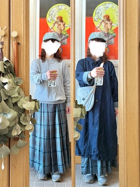 「GU（ジーユー）のアイテム（スウェット、グレー系）」を使った、まっきさん（レディース・150cm）の春コーディネート