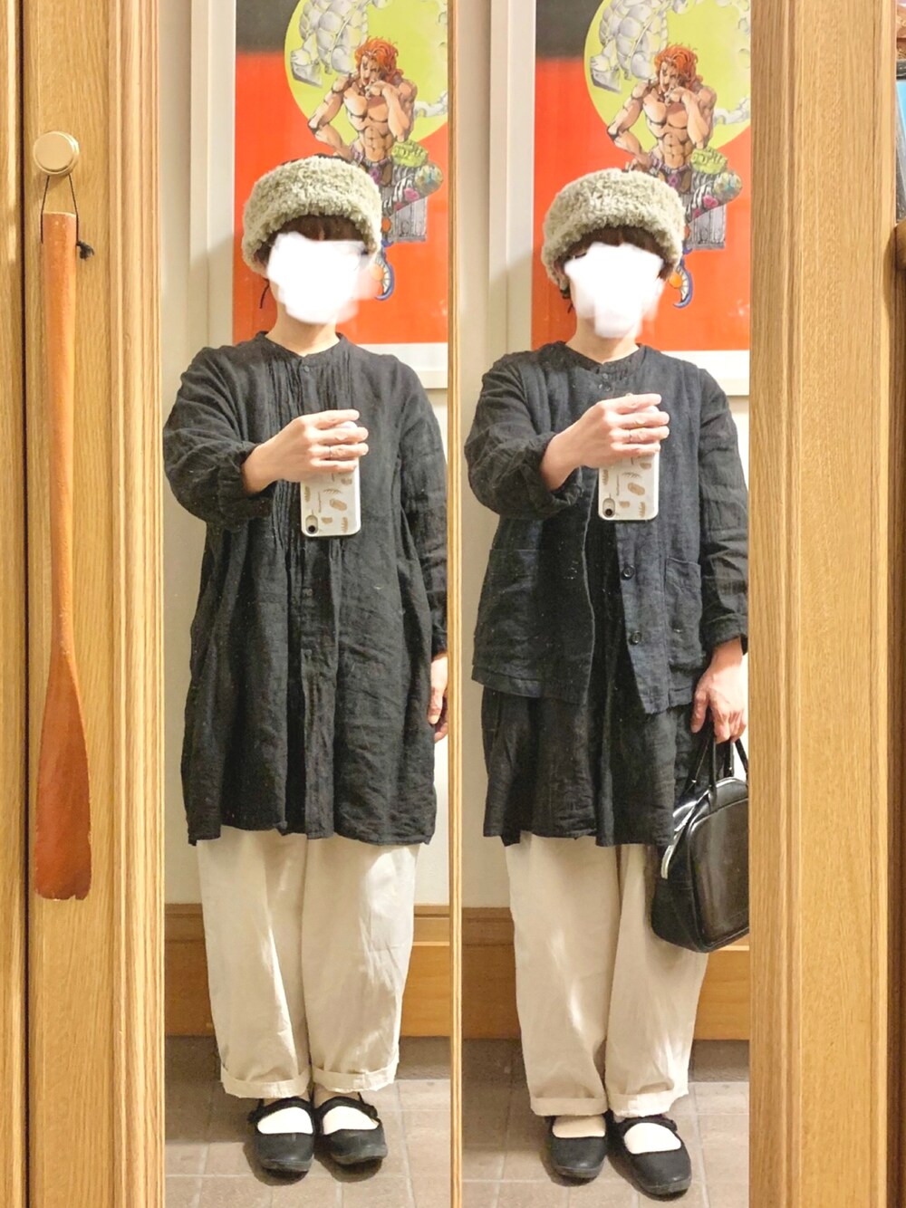「今日のコーデ、今日の服、ベスト、古着、モノトーン」｜「Samansa Mos2のアイテム（チュニック、グレー系）」を使った、まっきさん（レディース・149cm）の秋コーディネートの1枚目の写真