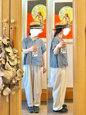 「14+（イチヨンプラス）のアイテム（帽子）」を使った、まっきさん（レディース・150cm）の秋コーディネート