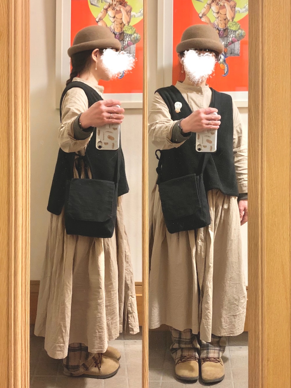 「今日のコーデ、今日の服、ベージュ、ベスト、モンタナ」｜「BIRKENSTOCKのアイテム（シューズ、ブラウン系）」を使った、まっきさん（レディース・149cm）の春コーディネートの1枚目の写真