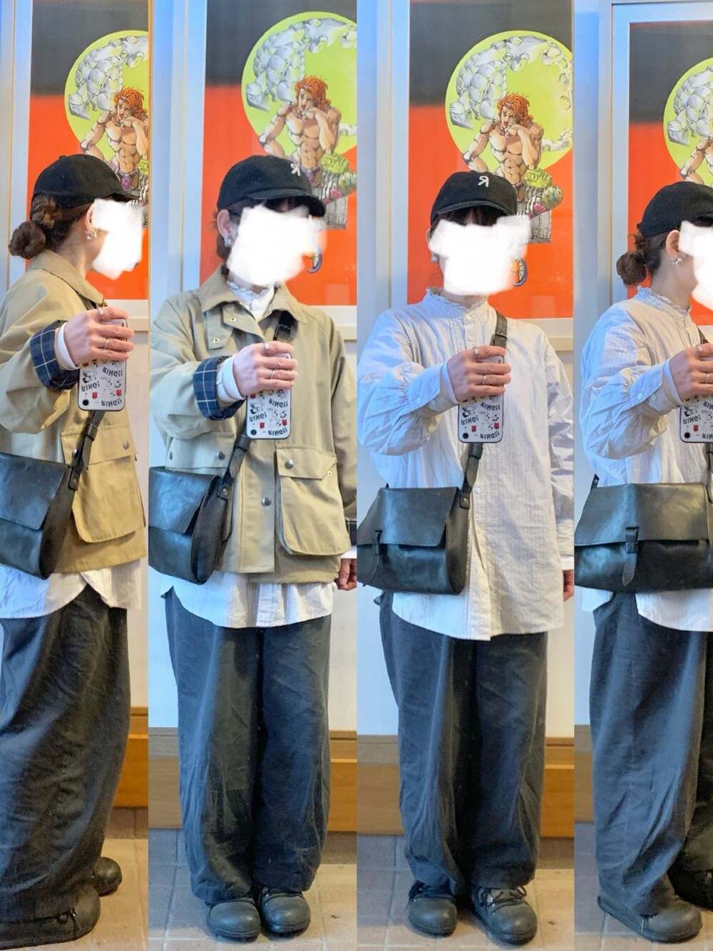 「昨日のコーデ、昨日の服、メンズライク、マニッシュ、古着」｜「coenのアイテム（シャツ/ブラウス、グレー系）」を使った、まっきさん（レディース・150cm）の春コーディネートの1枚目の写真