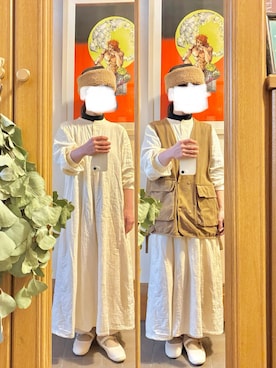 「アイテム（ベスト）」を使った、まっきさん（レディース・150cm）の秋コーディネート