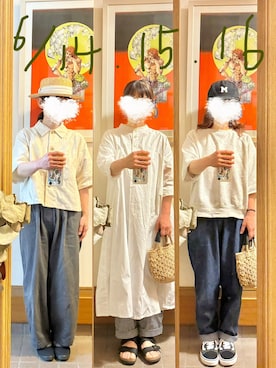 「14+（イチヨンプラス）のアイテム」を使った、まっきさん（レディース・150cm）の夏コーディネート