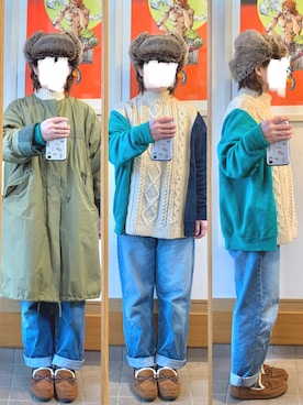 「昨日のコーデ」｜「アイテム（モッズコート）」を使った、まっきさん（レディース・149cm）の冬コーディネート