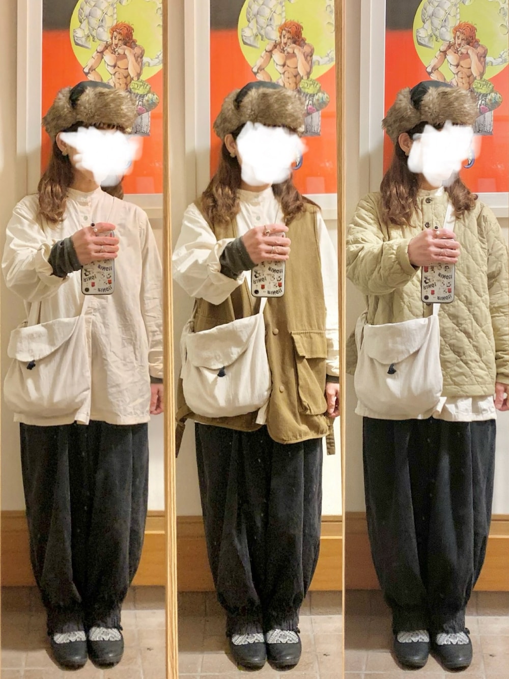 「いつかのコーデ、古着、シャンブル、コーデュロイパンツ」｜「tukuroiのアイテム（ノーカラージャケット、ベージュ系）」を使った、まっきさん（レディース・150cm）の春コーディネートの1枚目の写真