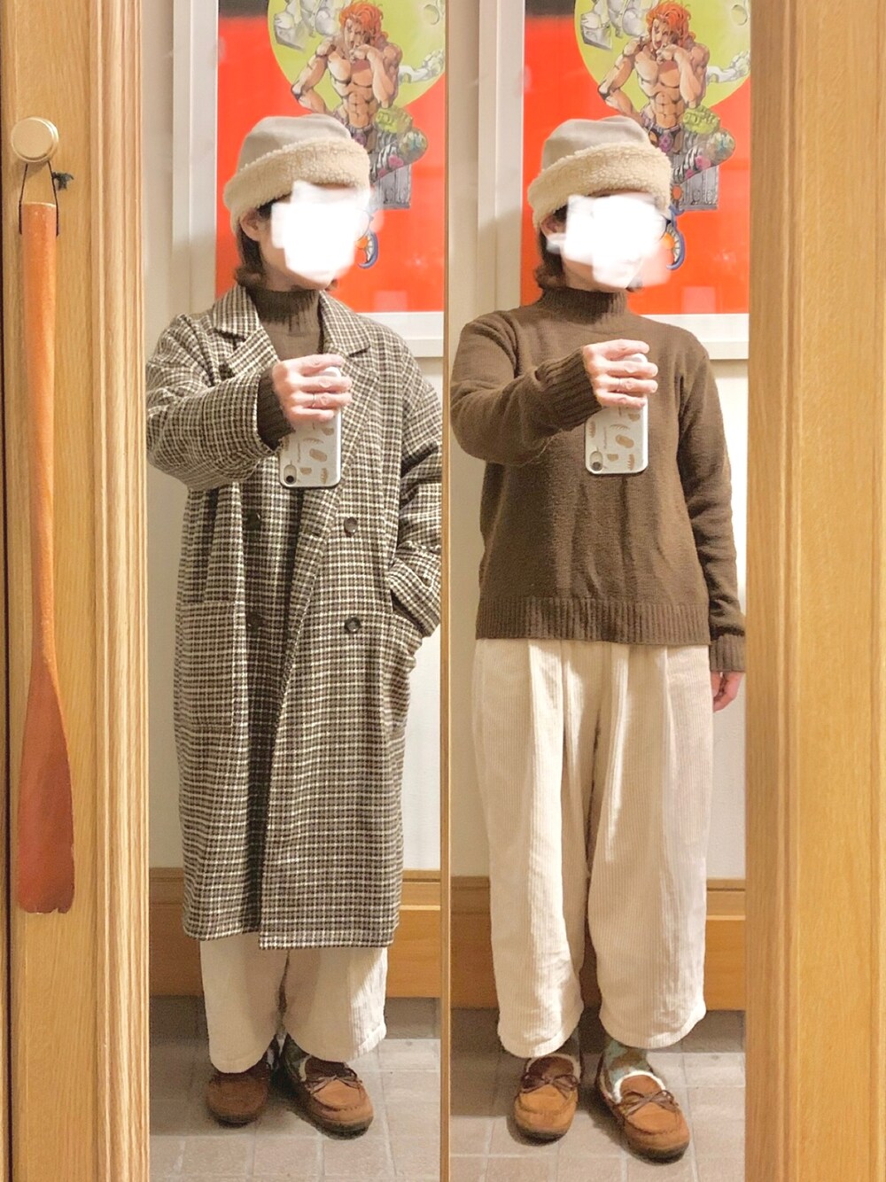 「昨日のコーデ、昨日の服、シンプルコーデ、プチプラコーデ」｜「しまむらのアイテム（チェスターコート、ブラウン系）」を使った、まっきさん（レディース・149cm）の冬コーディネートの1枚目の写真