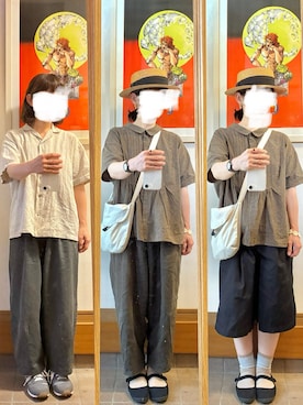 「アイテム（バレエシューズ）」を使った、まっきさん（レディース・150cm）の夏コーディネート