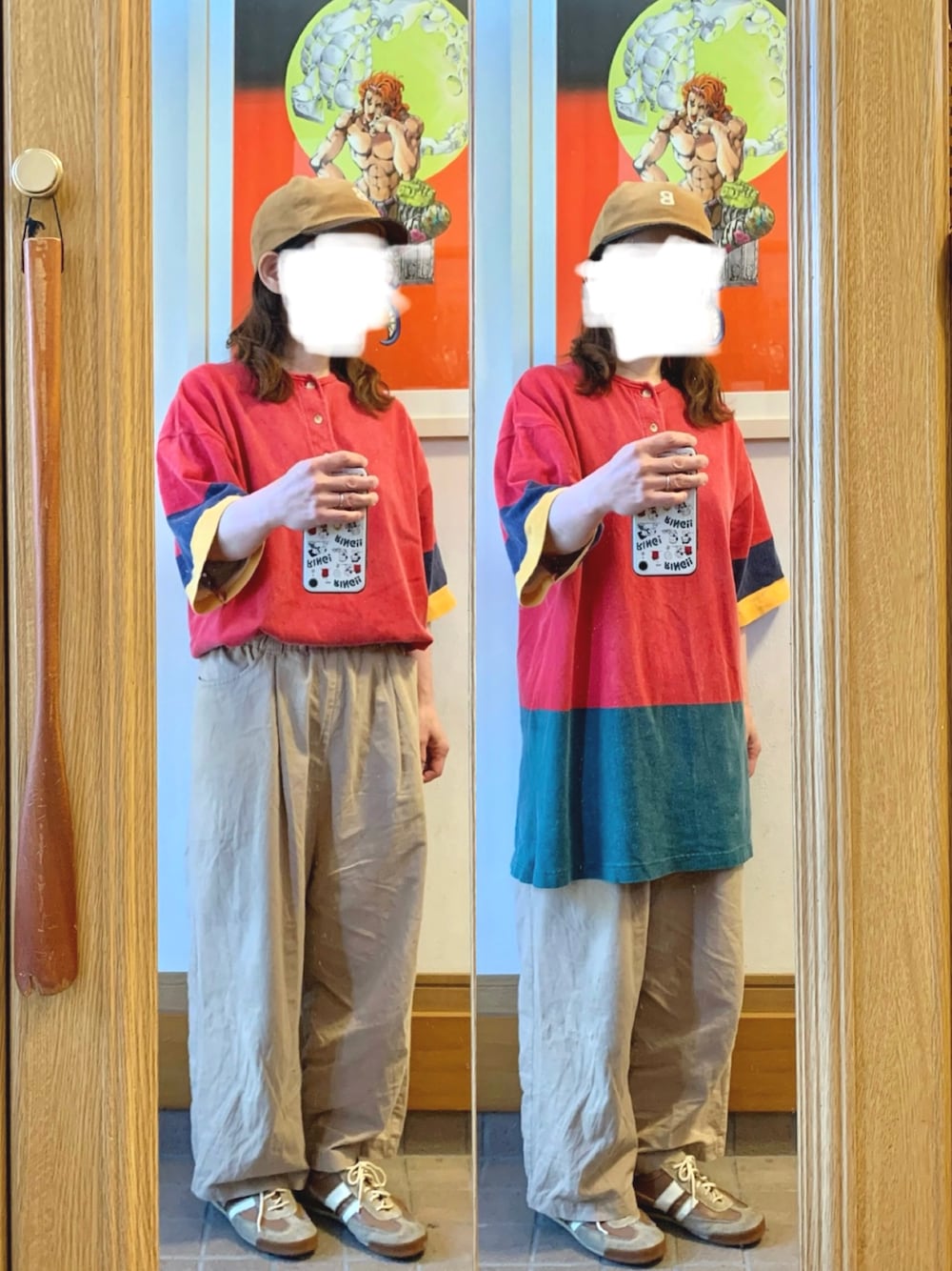 「昨日のコーデ、昨日の服、古着」｜「古着のアイテム（スウェット、レッド系）」を使った、まっきさん（レディース・150cm）の夏コーディネートの1枚目の写真