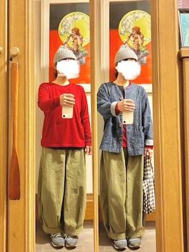 「アイテム（ノーカラージャケット）」を使った、まっきさん（レディース・150cm）の秋コーディネート