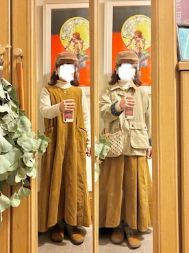 「アイテム（ジャンパースカート）」を使った、まっきさん（レディース・150cm）の秋コーディネート