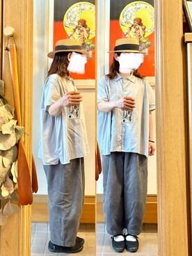 「14+（イチヨンプラス）のアイテム（帽子）」を使った、まっきさん（レディース・150cm）の夏コーディネート