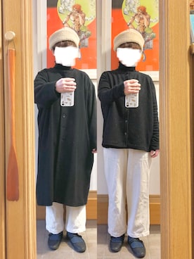 「昨日のコーデ」｜「アイテム（ノーカラーコート）」を使った、まっきさん（レディース・149cm）の冬コーディネート