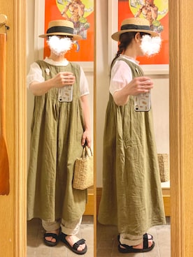 「スポサン」｜「アイテム（ジャンパースカート）」を使った、まっきさん（レディース・149cm）の夏コーディネート