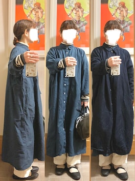 「タートルネック」｜「アイテム（シャツワンピース）」を使った、まっきさん（レディース・149cm）の冬コーディネート