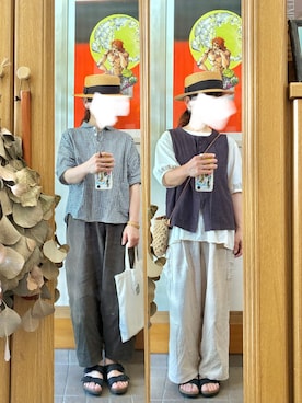 「14+（イチヨンプラス）のアイテム（帽子）」を使った、まっきさん（レディース・150cm）の夏コーディネート