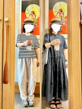 「無印良品（ムジルシリョウヒン）のアイテム（ワンピース）」を使った、まっきさん（レディース・150cm）の夏コーディネート