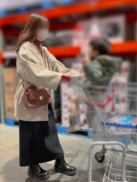 「ap retro（アプレトロ）のアイテム（ノーカラーコート）」を使った、　172e𓂃 𓈒𓏸さん（レディース・160cm）の冬コーディネート