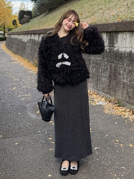 「ファーコート」｜「アイテム（ジャケット/アウター）」を使った、白濱楓雅 ( ふぅ )🍨さん（レディース・158cm）の秋コーディネート