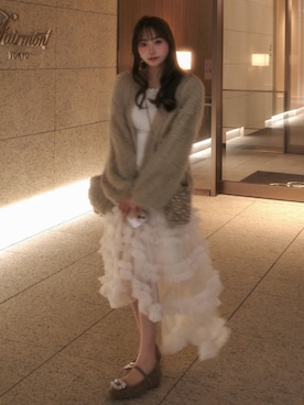 「ワントーンコーデ」｜「アイテム（ジャケット/アウター）」を使った、白濱楓雅 ( ふぅ )🍨さん（レディース・158cm）の冬コーディネート