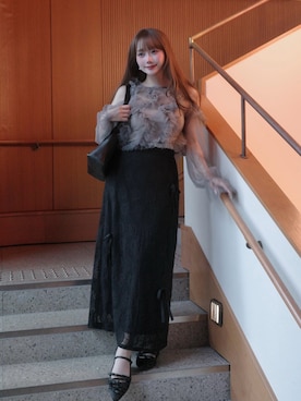 「POMIII PARTAGEのアイテム（セットアップ、ブラック系）」を使った、白濱楓雅🐚 fuchan_2003さん（レディース・158cm）の夏コーディネート
