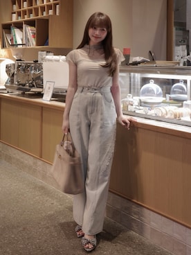 「POMIII PARTAGEのアイテム（シューズ、その他）」を使った、白濱楓雅🐚 fuchan_2003さん（レディース・158cm）の春コーディネート