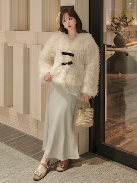 「ワントーンコーデ」｜「アイテム（ワンピース/ドレス）」を使った、白濱楓雅 ( ふぅ )🍨さん（レディース・158cm）の冬コーディネート