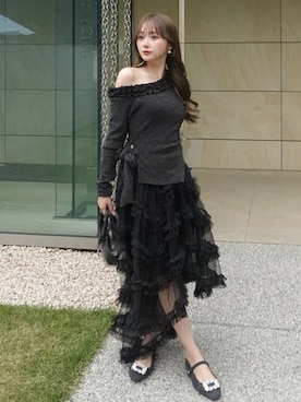 「アイテム（セットアップ）」を使った、白濱楓雅 ( ふぅ )🍨さん（レディース・158cm）の秋コーディネート