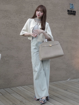 「POMIII PARTAGEのアイテム（シューズ、その他）」を使った、白濱楓雅🐚 fuchan_2003さん（レディース・158cm）の春コーディネート