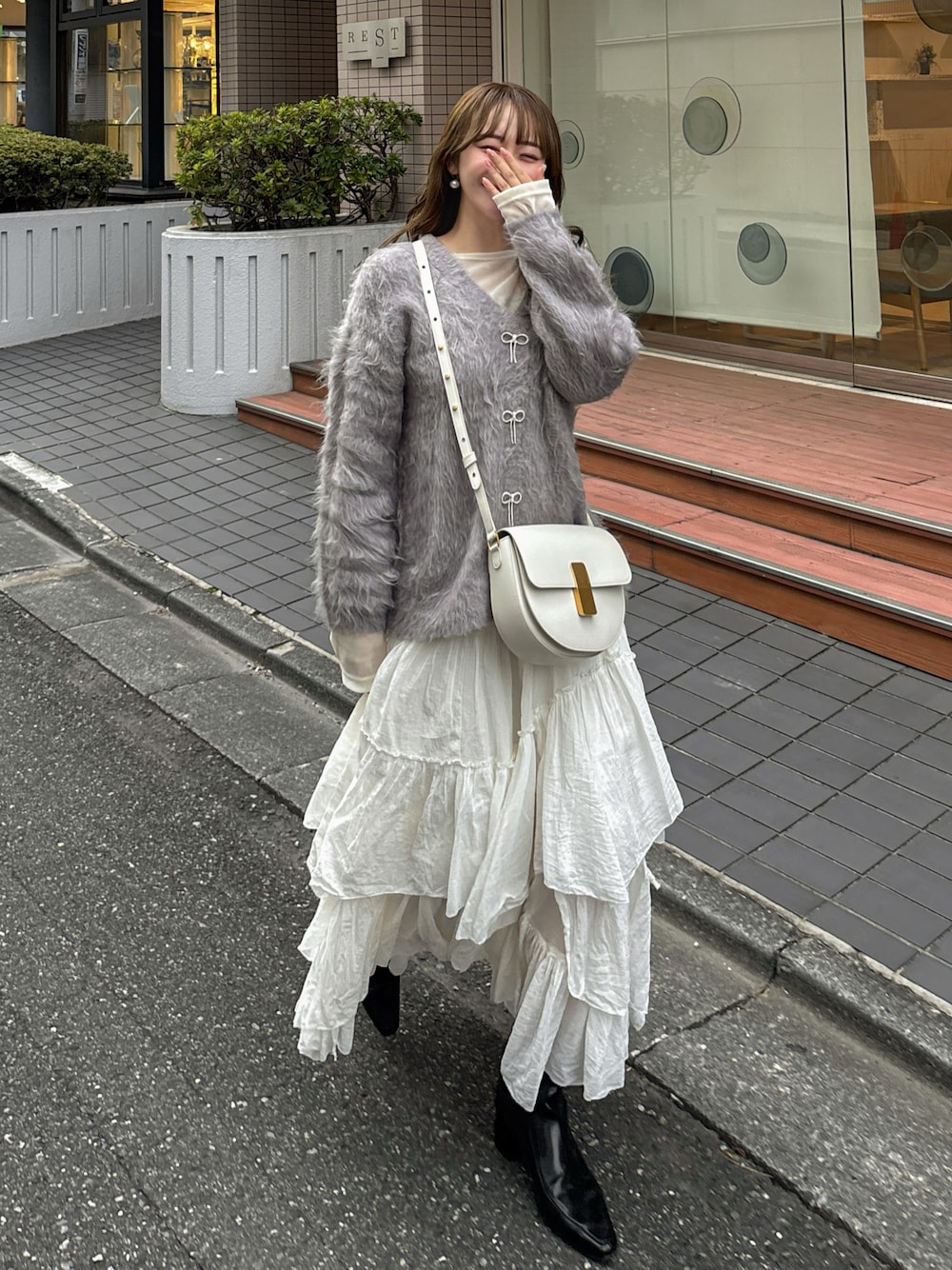 SNIDEL スナイデル ビジューリボンロングカーディガン アウター ニット SNIDEL（スナイデル）の「【WEB限定カラーあり】ビジューリボン