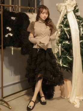 「アイテム（バレッタ/ヘアクリップ）」を使った、白濱楓雅 ( ふぅ )🍨さん（レディース・158cm）の冬コーディネート